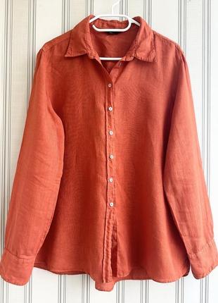 Льняна рубашка помаранчевого кольору