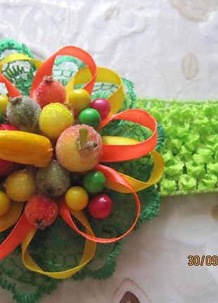 Аксессуары украшения для волос. осенняя повязка резинка ободок с фруктами, ягодами на праздник осени