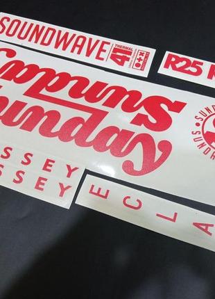 Красные на прозрачной пленке наклейки на велосипед сандей sunday раму soundwave саундвейв