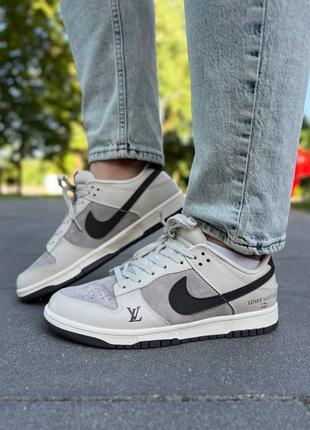 Кроссовки nike sb dunk low x louis vuitton grey black