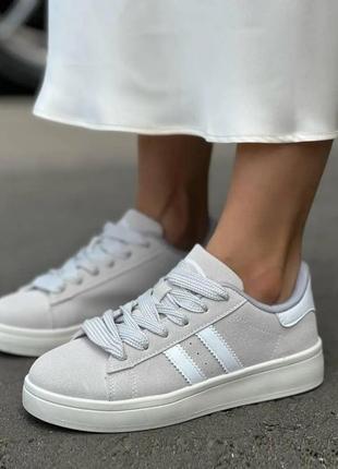 Серые кроссовки эко-замш, серые жеэнские кроссовки, жеэнские кеды, серые кеды 36-41р код 4957