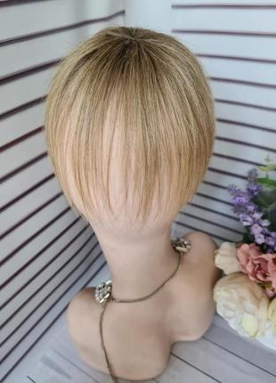 Мини накладка топер макушка челка 100% натуральный волос.