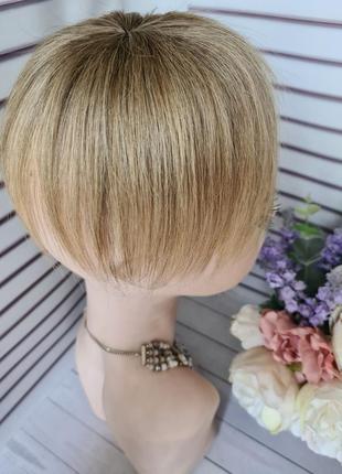 Мини накладка топер макушка челка 100% натуральный волос.