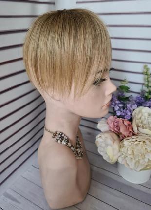 Мини накладка топер макушка челка 100% натуральный волос.