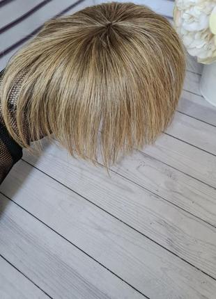 Мини накладка топер макушка челка 100% натуральный волос.