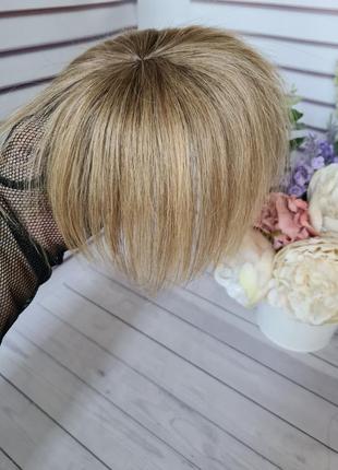 Мини накладка топер макушка челка 100% натуральный волос.