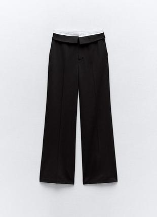 Брюки zara с белым поясом штаны