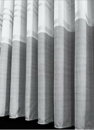 Тюль лён бамбук с серым