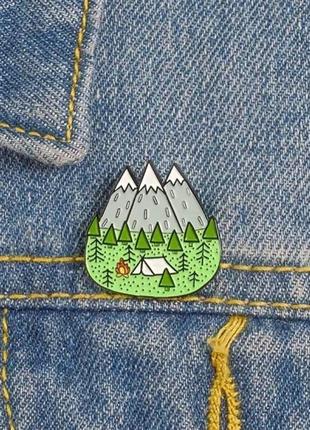 Брошка с рисунком горного лагеря, значок, украшение для одежды и рюкзака, пин