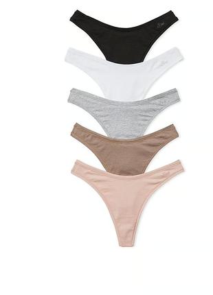 Трусики коттоновые 2шт cotton thong panties victoria's secret xl  🎀
