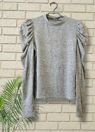 Свитерок zara базовый легкий с красивым рукавом