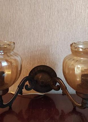 Винтажное настенное бра, светильник в классическом стиле  двухрожковый