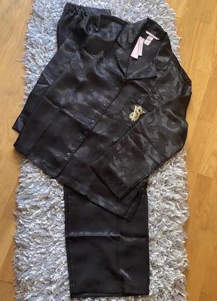 Сатиновая пижама victoria's secret черный дракон satin long pajama set4 фото