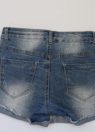 Нарядні джинсові шорти дівчинці бісер пайєтки рвані шорти3 фото