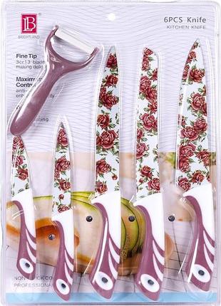 Набір кольорових ножів на блістері, 6 предметів "рожевий" 27*40см x3-2301 фото
