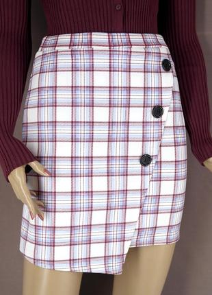 Брендовая юбка мини "boohoo" в клетку. размер uk12/eur40.2 фото