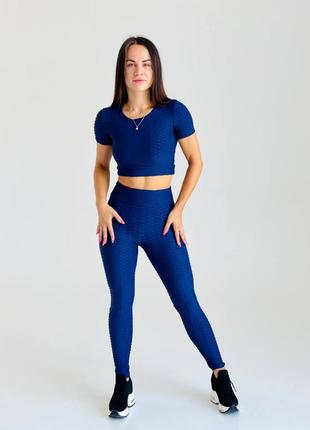 Качественный женский фитнес костюм blue принцure