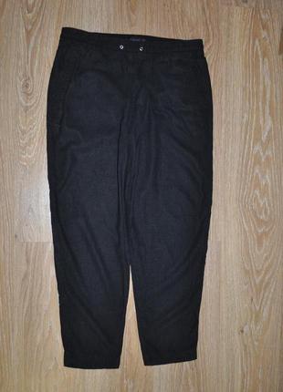 Черные свободные льняные брюки marks&spenser