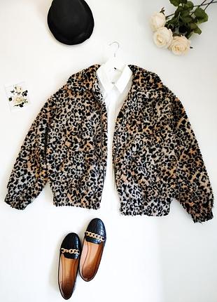 Куртка тедди, леопард. состояние новой, размер s,m. new look.