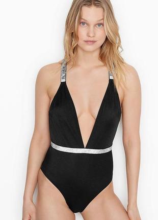 Суцільний купальник із глибоким вирізом shine strap victoria's secret оригінал