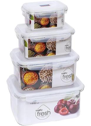 Набор контейнеров пищевых 4шт (3.2л,2.1л,1,2л,0,5л ) 639-2591-4 пластик