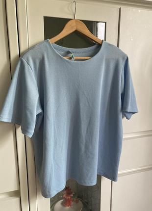 L/xl голубая свободная прямая футболка фактурная стретч