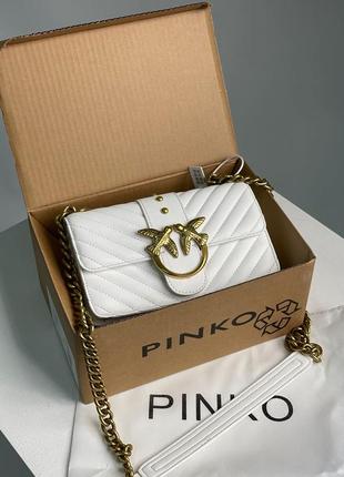 Pinko mini love bag one simply puff white/gold6 фото