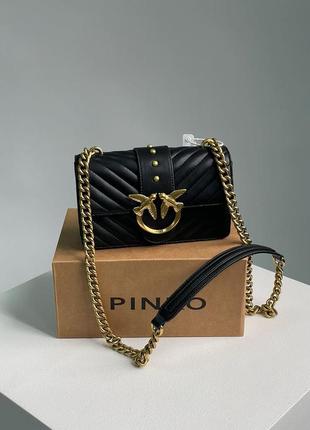 Pinko mini love bag one simply puff black/gold3 фото