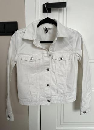 Білий джинсовий жакет h&m2 фото