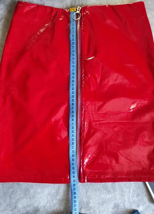 Лакова червона спідниця юбка7 фото