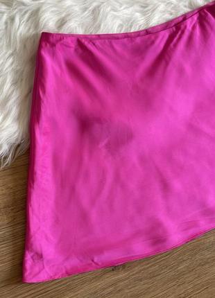 Сатиновая розовая мини юбка розовая primark размер 444 фото