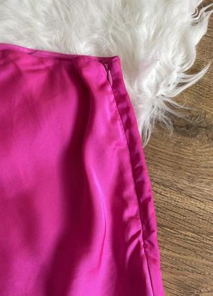 Сатиновая розовая мини юбка розовая primark размер 445 фото