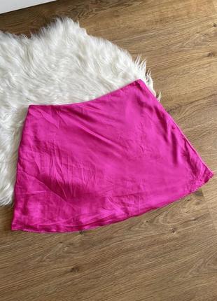 Сатиновая розовая мини юбка розовая primark размер 449 фото