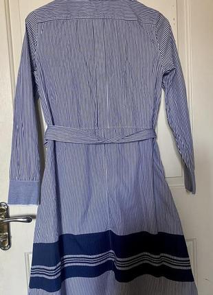 Платье-рубашка под пояс в вертикальную полоску, оригинал3 фото