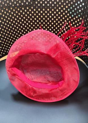 Вінтажний капелюх-клош у стилі едвардіанської вишні з червоної соломи/сізалю в стилі ретро кінця 1990-х5 фото