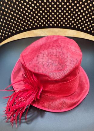 Вінтажний капелюх-клош у стилі едвардіанської вишні з червоної соломи/сізалю в стилі ретро кінця 1990-х4 фото