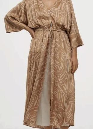 Платье кафтан кимоно бежевое с рисунком,44 р