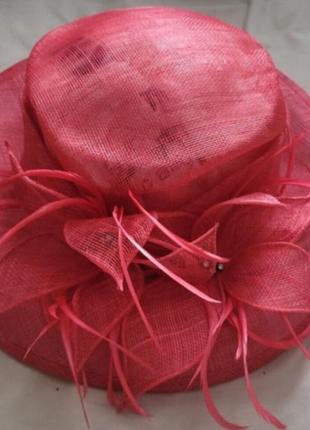 Винтажная шляпа-клош в стиле эдварианской вишни из красной соломы/сзаля в стиле ретро конца 1990-х2 фото