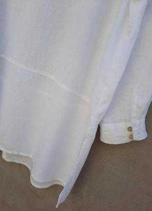 Шикарная белая  рубашка туника  100%лен5 фото