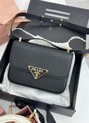 Сумка prada шкіряна caviar чорна через плече
