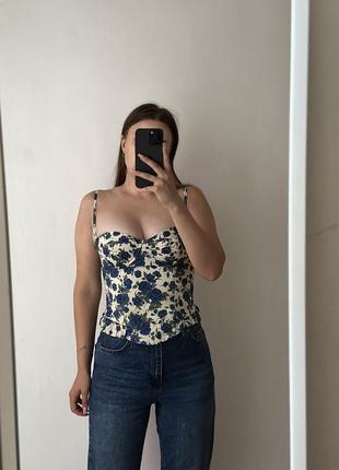 Корсет топ в цветочный принт