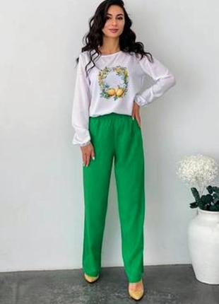 Льняные брюки прямого кроя