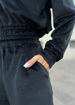 Велюровий спортивний костюм жіночий базовий теплий чорний бежевий рожевий сірий...