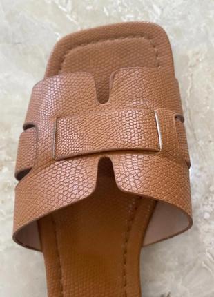 Жіночі сандалі літні пляжні рижий, взуття жіноче бу літо коричневий шлепки коричневі в стилі hermes хермес гермес4 фото
