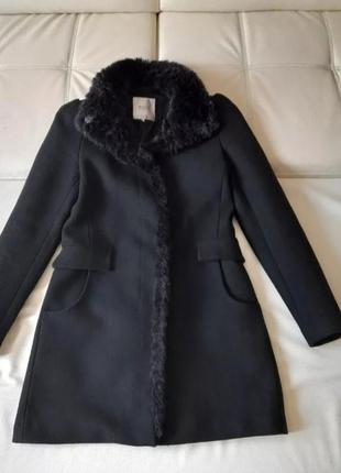 Шерстяне пальто з коміром zara розпродаж