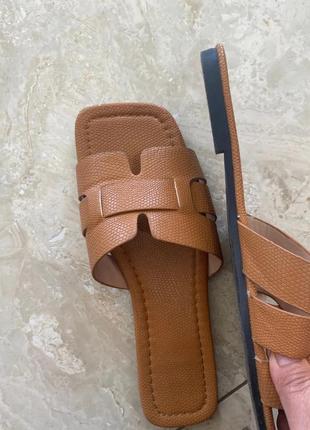 Жіночі сандалі літні пляжні рижий, взуття жіноче бу літо коричневий шлепки коричневі в стилі hermes хермес гермес5 фото