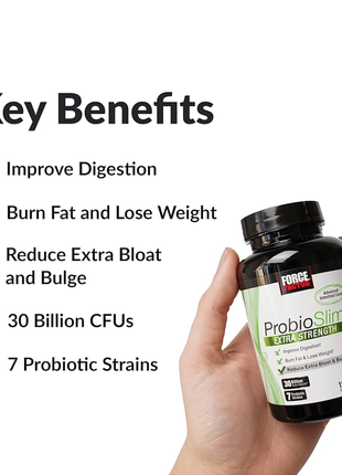 Force factor, probioslim, незамінні поживні речовини для зниження ваги, 120 рослинних капсул