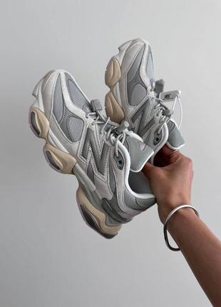 Женские кроссовки new balance 9060 “grey/ lilac” premium