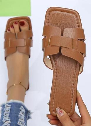 Жіночі сандалі літні пляжні рижий, взуття жіноче бу літо коричневий шлепки коричневі в стилі hermes хермес гермес1 фото