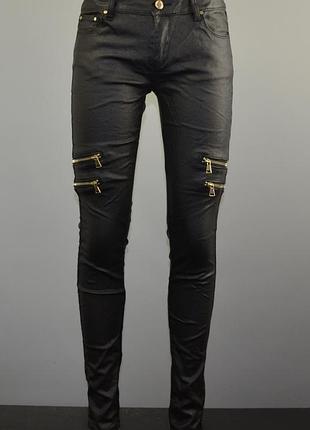 Myhailys класные стрейчевые брюки под кожу (l)